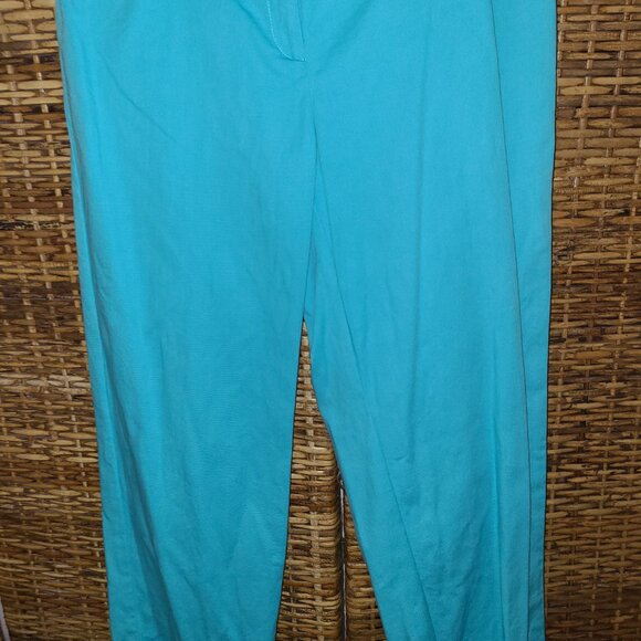 Eileen Fisher Turquois Wide Leg Crop Cuff Pant Women's SZ M VTG 97 Cotton - Picture 2 of 7